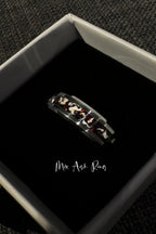 Black Ember Opal on Black Ceramic Keepsake Ring
