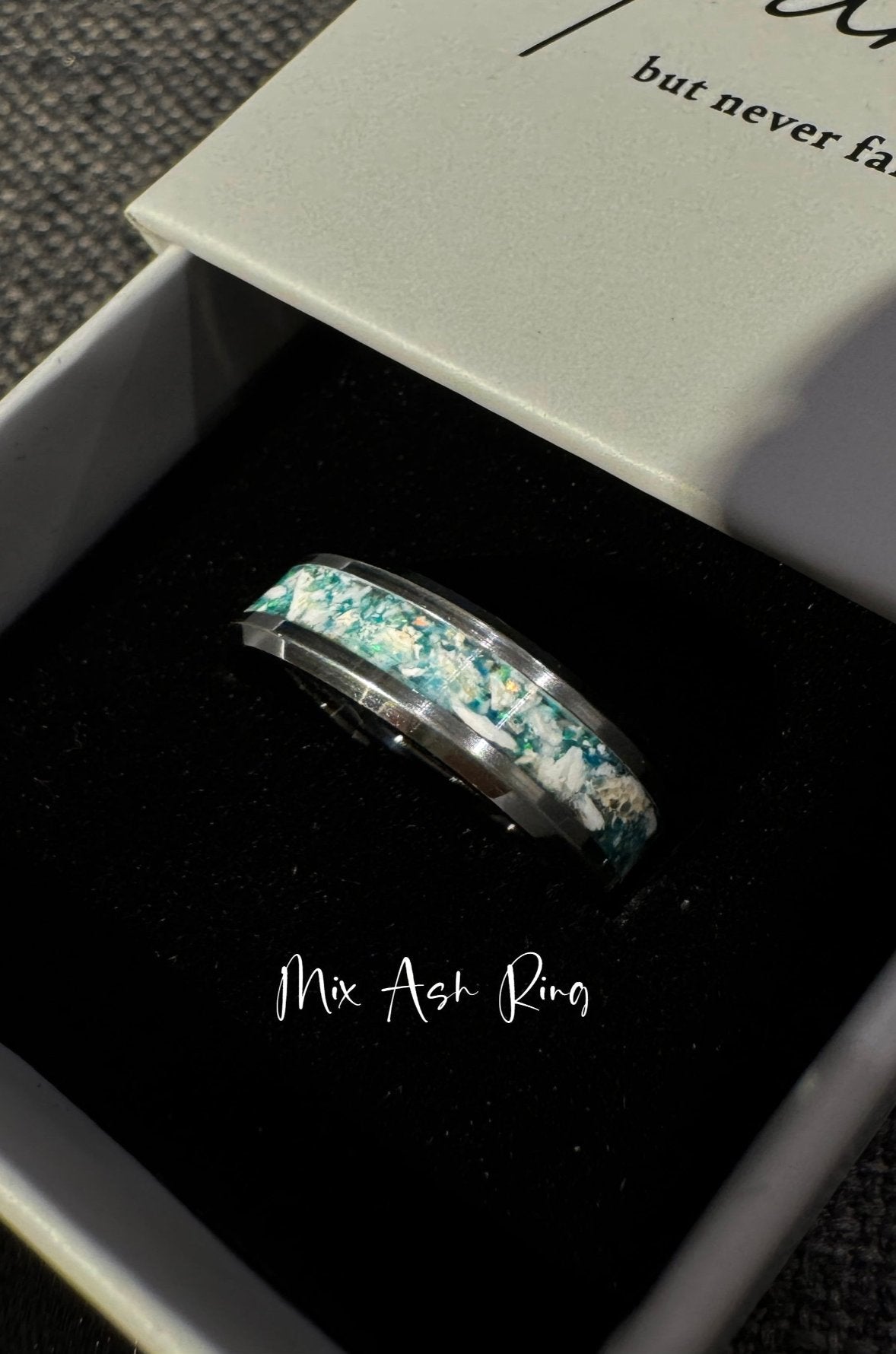 Forest Green Opal on Black Ceramic Keepsake Ring