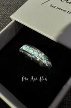 Forest Green Opal on Tungsten Keepsake Ring