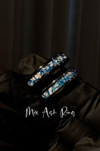 Ocean Blue Opal on Black Ceramic Keepsake Ring