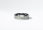 Pearl White Opal on Tungsten Keepsake Ring