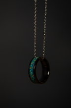 Forest Green Opal on Black Ceramic Keepsake Ring