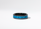Ocean Blue Opal on Black Ceramic Keepsake Ring