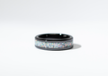 Orchid Purple Opal on Black Ceramic Keepsake Ring