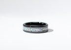Orchid Purple Opal on Black Ceramic Keepsake Ring