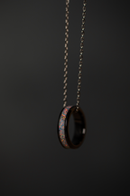 Orchid Purple Opal on Black Ceramic Keepsake Ring