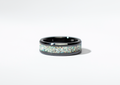 Pearl White Opal on Black Ceramic Keepsake Ring