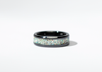 Pearl White Opal on Black Ceramic Keepsake Ring