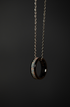 Pearl White Opal on Black Ceramic Keepsake Ring