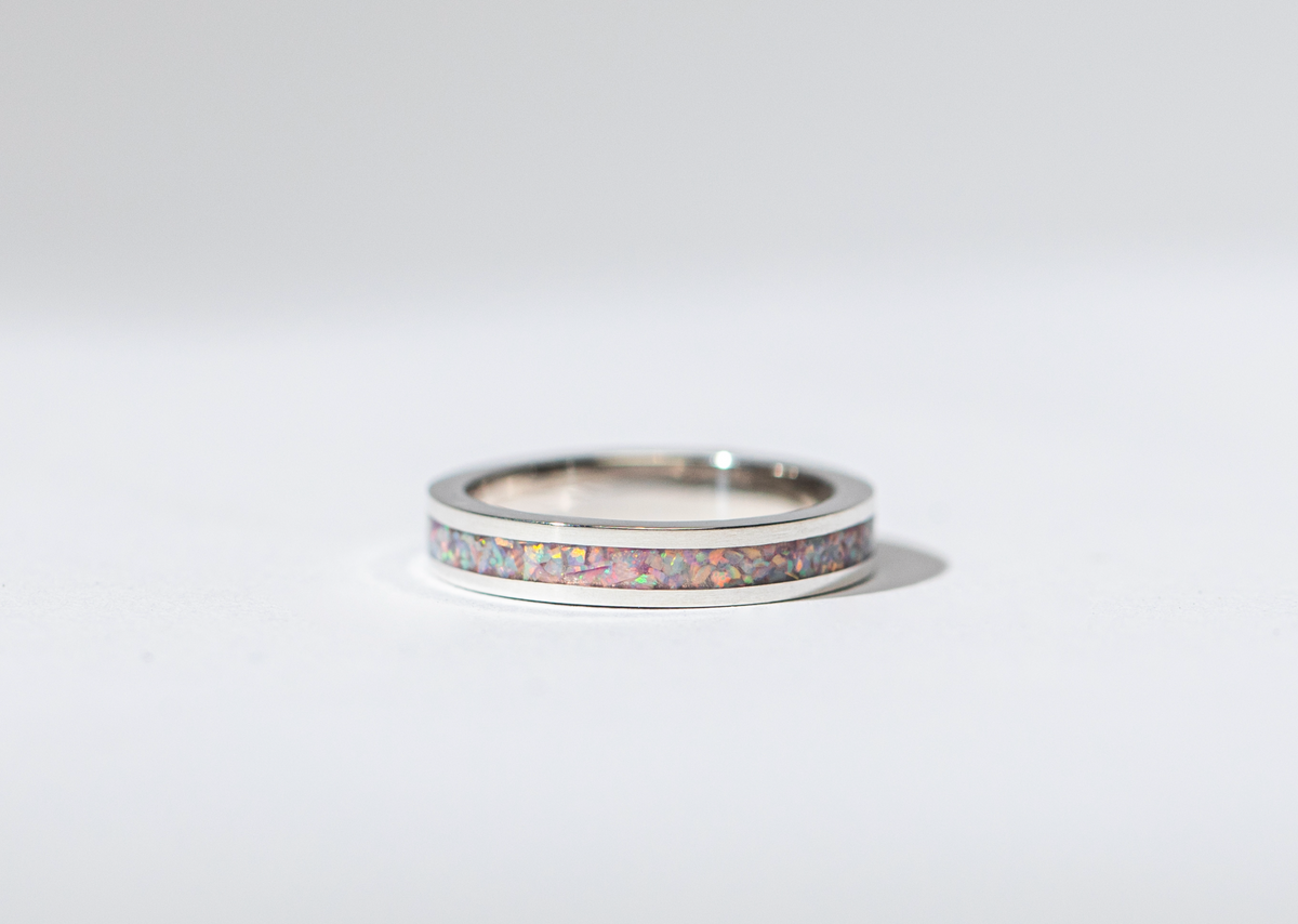 Orchid Purple Opal on Sterling Silver Keepsake Ring