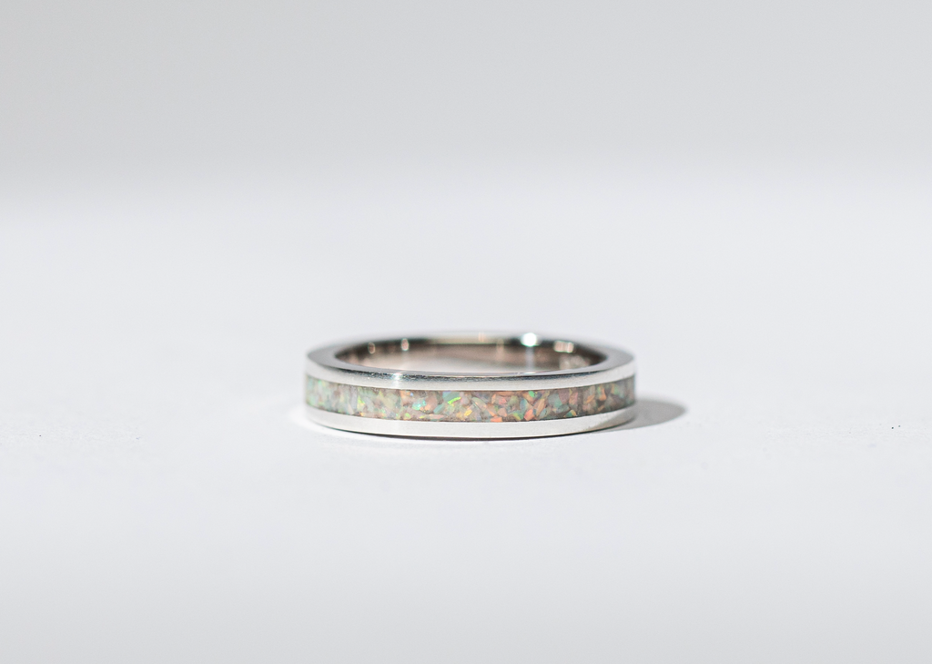 Pearl White Opal on Sterling Silver Keepsake Ring