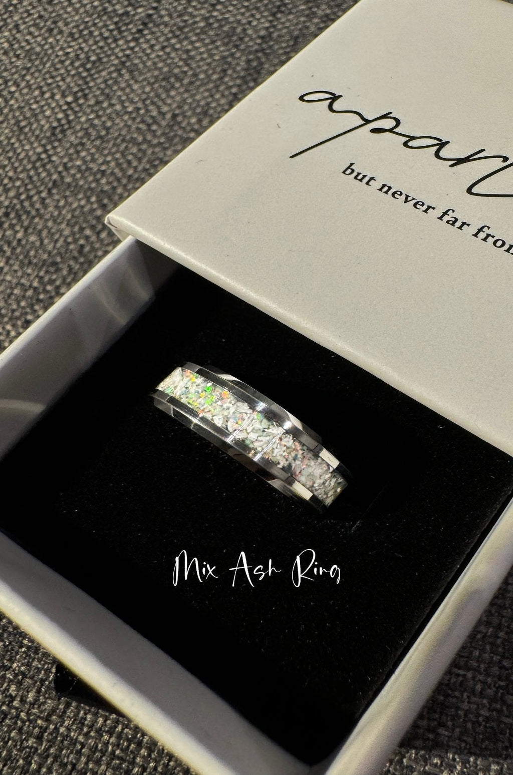 Pearl White Opal on Tungsten Keepsake Ring