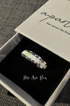 Pearl White Opal on Tungsten Keepsake Ring