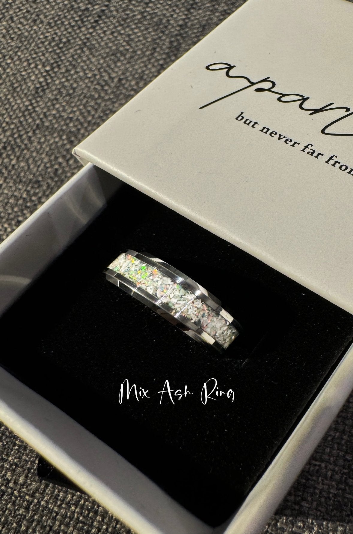 Pearl White Opal on Tungsten Keepsake Ring